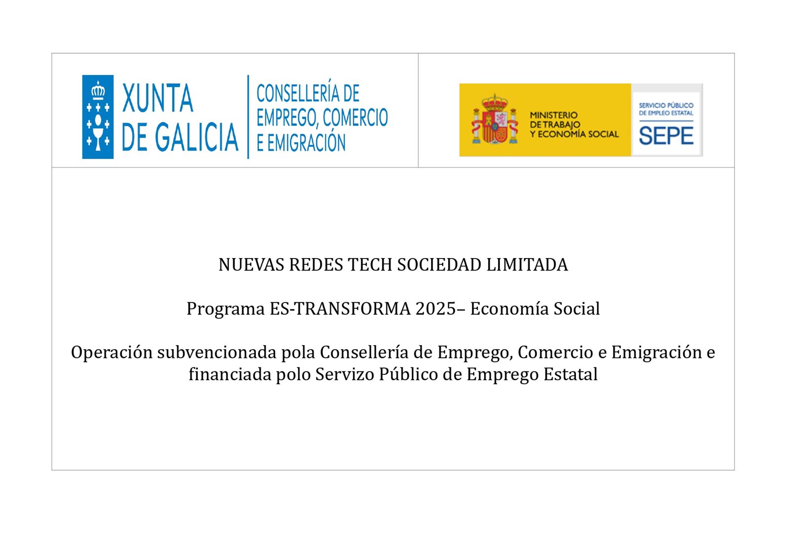 Cartel justificativo del programa de ayudas ES Transforma 2025